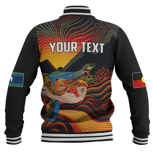 Australia Aboriginal Custom Baseball Jacket - Rainbow Serpent In Aboriginal Dreaming Art Inspired Baseball Jacket Australia Aboriginal Custom Baseball Jacket - Rainbow Serpent In Aboriginal Dreaming Art Inspired Baseball Jacket
