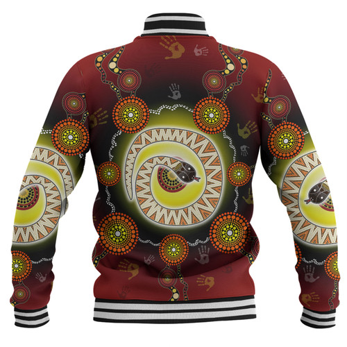 Australia Aboriginal Custom Baseball Jacket - The Rainbow Serpent Dreaming Spirit Art Baseball Jacket Australia Aboriginal Custom Baseball Jacket - The Rainbow Serpent Dreaming Spirit Art Baseball Jacket