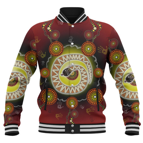 Australia Aboriginal Custom Baseball Jacket - The Rainbow Serpent Dreaming Spirit Art Baseball Jacket
