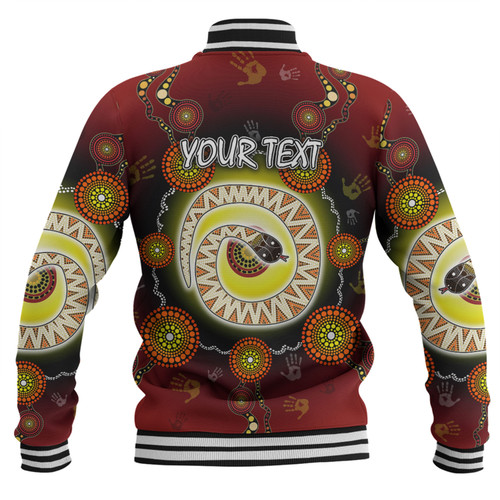 Australia Aboriginal Custom Baseball Jacket - The Rainbow Serpent Dreaming Spirit Art Baseball Jacket Australia Aboriginal Custom Baseball Jacket - The Rainbow Serpent Dreaming Spirit Art Baseball Jacket
