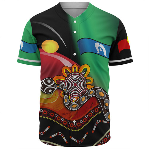 Australia Aboriginal Custom Baseball Shirt - The Rainbow Serpent Dreamtime Give Shape To The Earth Baseball Shirt