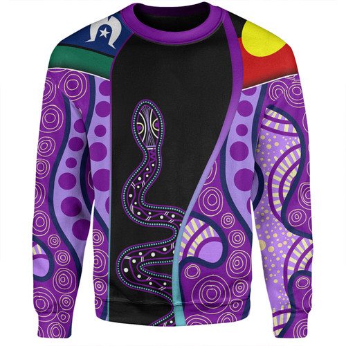 Australia Aboriginal Custom Sweatshirt - Purple Indigenous Rainbow Serpent Inspired Sweatshirt