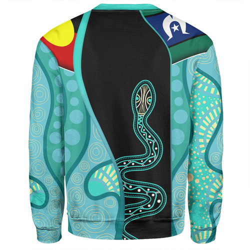 Australia Aboriginal Custom Sweatshirt - Turquoise Indigenous Rainbow Serpent Inspired Sweatshirt Australia Aboriginal Custom Sweatshirt - Turquoise Indigenous Rainbow Serpent Inspired Sweatshirt