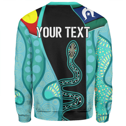 Australia Aboriginal Custom Sweatshirt - Turquoise Indigenous Rainbow Serpent Inspired Sweatshirt Australia Aboriginal Custom Sweatshirt - Turquoise Indigenous Rainbow Serpent Inspired Sweatshirt