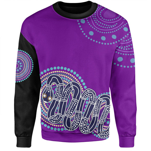 Australia Aboriginal Custom Sweatshirt - Purple Rainbow Serpent Dreaming Inspired Sweatshirt