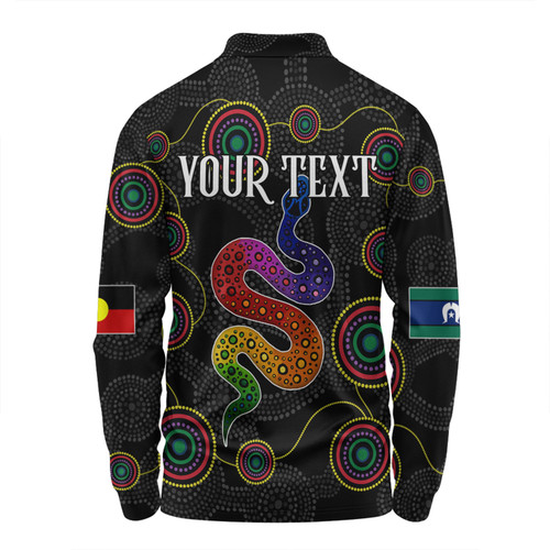 Australia Aboriginal Custom Long Sleeve Polo Shirt - Indigenous Dreaming Rainbow Serpent Inspired Long Sleeve Polo Shirt Australia Aboriginal Custom Long Sleeve Polo Shirt - Indigenous Dreaming Rainbow Serpent Inspired Long Sleeve Polo Shirt