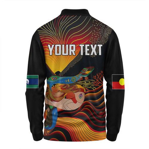 Australia Aboriginal Custom Long Sleeve Polo Shirt - Rainbow Serpent In Aboriginal Dreaming Art Inspired Long Sleeve Polo Shirt Australia Aboriginal Custom Long Sleeve Polo Shirt - Rainbow Serpent In Aboriginal Dreaming Art Inspired Long Sleeve Polo Shirt