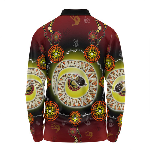 Australia Aboriginal Custom Long Sleeve Polo Shirt - The Rainbow Serpent Dreaming Spirit Art Long Sleeve Polo Shirt Australia Aboriginal Custom Long Sleeve Polo Shirt - The Rainbow Serpent Dreaming Spirit Art Long Sleeve Polo Shirt
