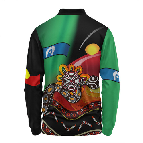 Australia Aboriginal Custom Long Sleeve Polo Shirt - The Rainbow Serpent Dreamtime Give Shape To The Earth Long Sleeve Polo Shirt Australia Aboriginal Custom Long Sleeve Polo Shirt - The Rainbow Serpent Dreamtime Give Shape To The Earth Long Sleeve Polo Shirt