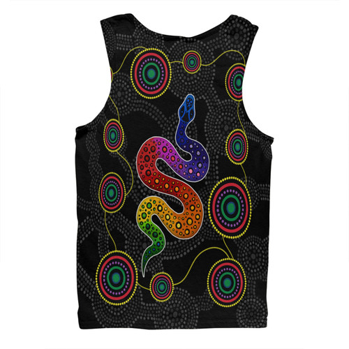 Australia Aboriginal Custom Men Singlet - Indigenous Dreaming Rainbow Serpent Inspired Men Singlet Australia Aboriginal Custom Men Singlet - Indigenous Dreaming Rainbow Serpent Inspired Men Singlet