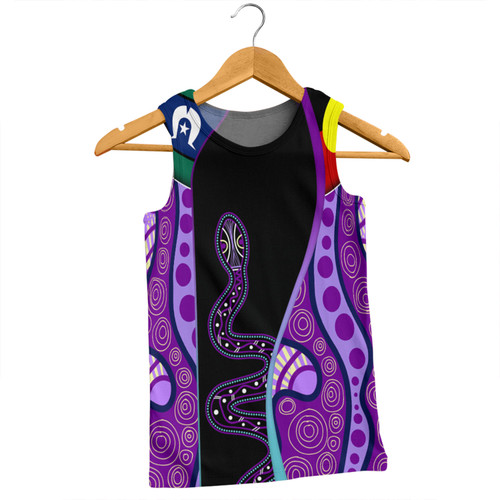 Australia Aboriginal Custom Men Singlet - Purple Indigenous Rainbow Serpent Inspired Men Singlet