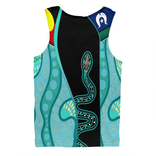 Australia Aboriginal Custom Men Singlet - Turquoise Indigenous Rainbow Serpent Inspired Men Singlet Australia Aboriginal Custom Men Singlet - Turquoise Indigenous Rainbow Serpent Inspired Men Singlet