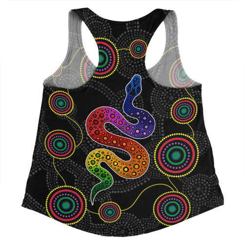 Australia Aboriginal Custom Women Racerback Singlet - Indigenous Dreaming Rainbow Serpent Inspired Women Racerback Singlet Australia Aboriginal Custom Women Racerback Singlet - Indigenous Dreaming Rainbow Serpent Inspired Women Racerback Singlet