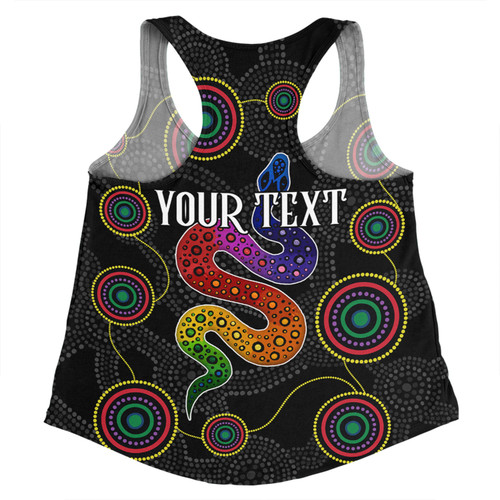 Australia Aboriginal Custom Women Racerback Singlet - Indigenous Dreaming Rainbow Serpent Inspired Women Racerback Singlet Australia Aboriginal Custom Women Racerback Singlet - Indigenous Dreaming Rainbow Serpent Inspired Women Racerback Singlet