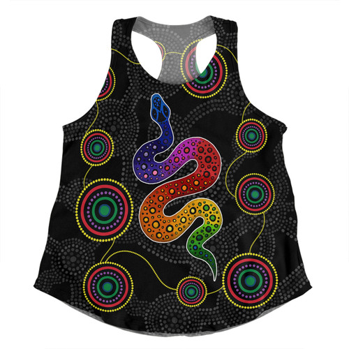 Australia Aboriginal Custom Women Racerback Singlet - Indigenous Dreaming Rainbow Serpent Inspired Women Racerback Singlet