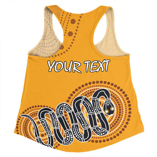 Australia Aboriginal Custom Women Racerback Singlet - Orange Rainbow Serpent Dreaming Inspired Women Racerback Singlet Australia Aboriginal Custom Women Racerback Singlet - Orange Rainbow Serpent Dreaming Inspired Women Racerback Singlet