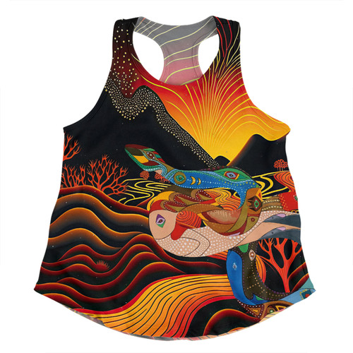 Australia Aboriginal Custom Women Racerback Singlet - Rainbow Serpent In Aboriginal Dreaming Art Inspired Women Racerback Singlet