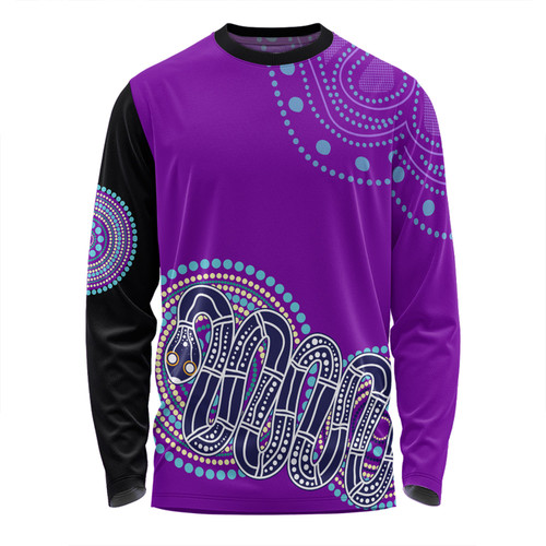 Australia Aboriginal Custom Long Sleeve T-shirt - Purple Rainbow Serpent Dreaming Inspired Long Sleeve T-shirt