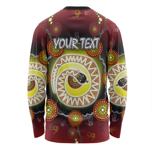 Australia Aboriginal Custom Long Sleeve T-shirt - The Rainbow Serpent Dreaming Spirit Art Long Sleeve T-shirt Australia Aboriginal Custom Long Sleeve T-shirt - The Rainbow Serpent Dreaming Spirit Art Long Sleeve T-shirt