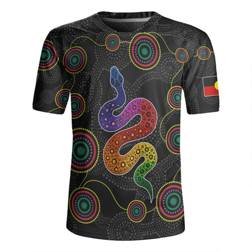 Australia Aboriginal Custom Rugby Jersey - Indigenous Dreaming Rainbow Serpent Inspired Rugby Jersey