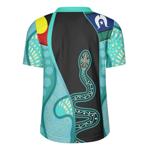 Australia Aboriginal Custom Rugby Jersey - Turquoise Indigenous Rainbow Serpent Inspired Rugby Jersey Australia Aboriginal Custom Rugby Jersey - Turquoise Indigenous Rainbow Serpent Inspired Rugby Jersey