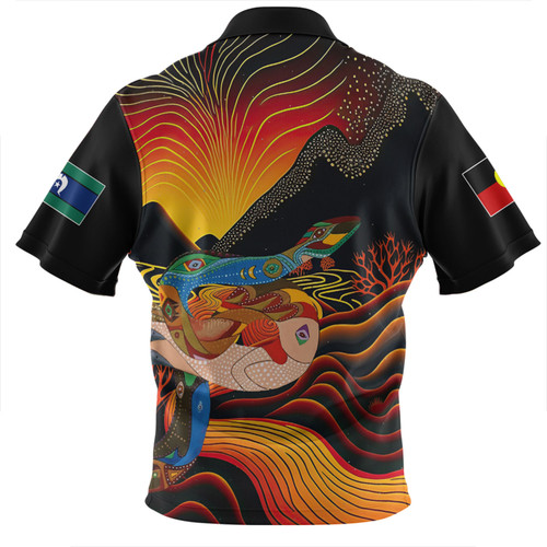 Australia Aboriginal Custom Zip Polo Shirt - Rainbow Serpent In Aboriginal Dreaming Art Inspired Zip Polo Shirt Australia Aboriginal Custom Zip Polo Shirt - Rainbow Serpent In Aboriginal Dreaming Art Inspired Zip Polo Shirt