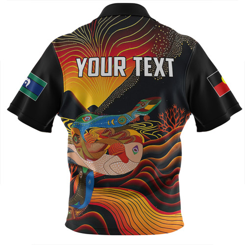 Australia Aboriginal Custom Zip Polo Shirt - Rainbow Serpent In Aboriginal Dreaming Art Inspired Zip Polo Shirt Australia Aboriginal Custom Zip Polo Shirt - Rainbow Serpent In Aboriginal Dreaming Art Inspired Zip Polo Shirt