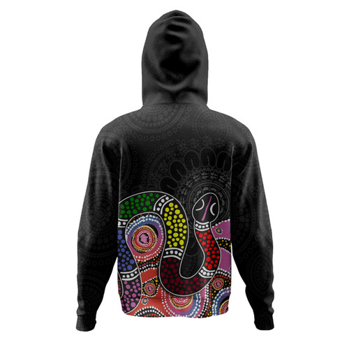 Australia Rainbow Serpent Aboriginal Custom Hoodie - Dreamtime Rainbow Serpent Featuring Dot Style Hoodie Australia Rainbow Serpent Aboriginal Custom Hoodie - Dreamtime Rainbow Serpent Featuring Dot Style Hoodie