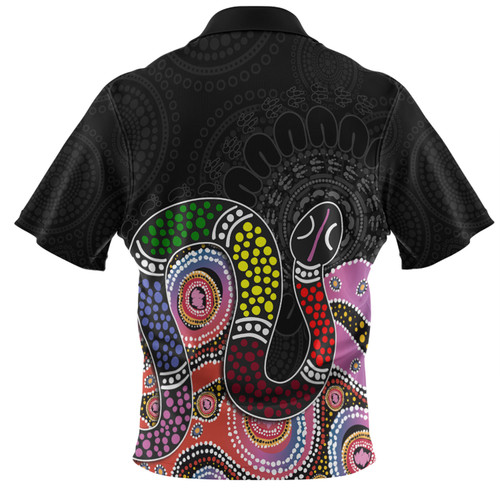 Australia Rainbow Serpent Aboriginal Custom Polo Shirt - Dreamtime Rainbow Serpent Featuring Dot Style Polo Shirt Australia Rainbow Serpent Aboriginal Custom Polo Shirt - Dreamtime Rainbow Serpent Featuring Dot Style Polo Shirt