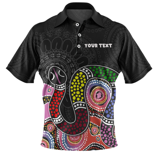Australia Rainbow Serpent Aboriginal Custom Polo Shirt - Dreamtime Rainbow Serpent Featuring Dot Style Polo Shirt Australia Rainbow Serpent Aboriginal Custom Polo Shirt - Dreamtime Rainbow Serpent Featuring Dot Style Polo Shirt