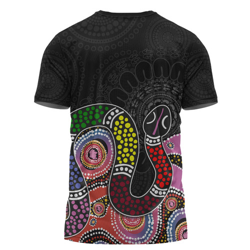 Australia Rainbow Serpent Aboriginal Custom T-shirt - Dreamtime Rainbow Serpent Featuring Dot Style T-shirt Australia Rainbow Serpent Aboriginal Custom T-shirt - Dreamtime Rainbow Serpent Featuring Dot Style T-shirt