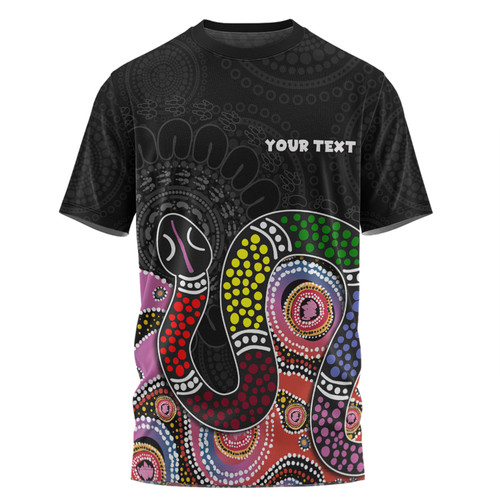 Australia Rainbow Serpent Aboriginal Custom T-shirt - Dreamtime Rainbow Serpent Featuring Dot Style T-shirt Australia Rainbow Serpent Aboriginal Custom T-shirt - Dreamtime Rainbow Serpent Featuring Dot Style T-shirt