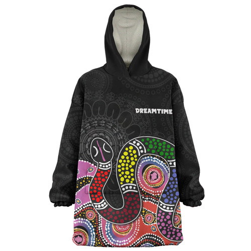 Australia Rainbow Serpent Aboriginal Custom Snug Hoodie - Dreamtime Rainbow Serpent Featuring Dot Style Snug Hoodie