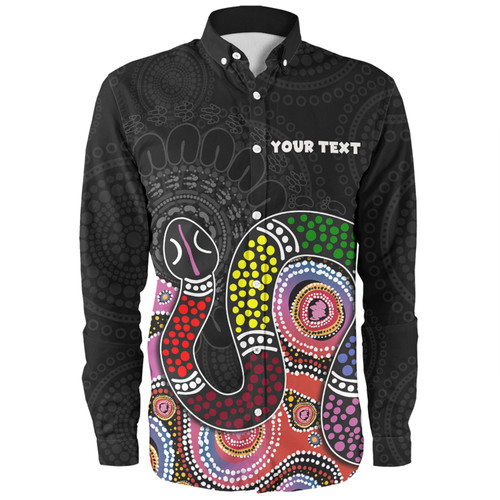 Australia Rainbow Serpent Aboriginal Custom Long Sleeve Shirt - Dreamtime Rainbow Serpent Featuring Dot Style Long Sleeve Shirt Australia Rainbow Serpent Aboriginal Custom Long Sleeve Shirt - Dreamtime Rainbow Serpent Featuring Dot Style Long Sleeve Shirt