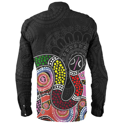 Australia Rainbow Serpent Aboriginal Custom Long Sleeve Shirt - Dreamtime Rainbow Serpent Featuring Dot Style Long Sleeve Shirt Australia Rainbow Serpent Aboriginal Custom Long Sleeve Shirt - Dreamtime Rainbow Serpent Featuring Dot Style Long Sleeve Shirt