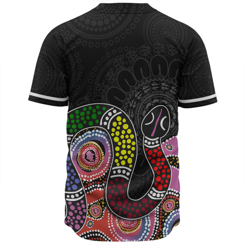 Australia Rainbow Serpent Aboriginal Custom Baseball Shirt - Dreamtime Rainbow Serpent Featuring Dot Style Baseball Shirt Australia Rainbow Serpent Aboriginal Custom Baseball Shirt - Dreamtime Rainbow Serpent Featuring Dot Style Baseball Shirt