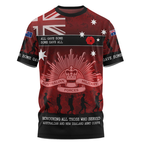 Australia Anzac Day T-shirt - Australia and New Zealand Warriors All gave some Some Gave All Red T-shirt