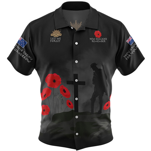 New Zealand Anzac Day Hawaiian Shirt - New Zealand Remember Black Hawaiian Shirt