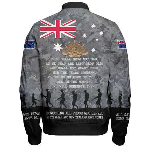 Australia Anzac Day Bomber Jacket - Australia and New Zealand Warriors All gave some Some Gave All Black Bomber Jacket