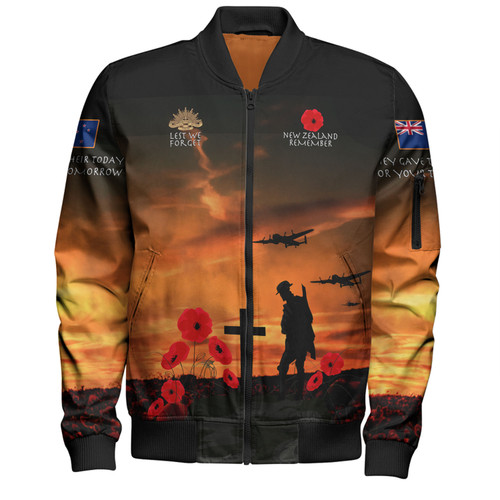 New Zealand Warriors Anzac Day Bomber Jacket - New Zealand Warriors Remember Orange Bomber Jacket