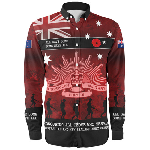 Australia Anzac Day Long Sleeve Shirt - Australia and New Zealand Warriors All gave some Some Gave All Red Long Sleeve Shirt