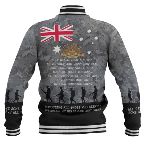 Australia Anzac Day Baseball Jacket - Australia and New Zealand Warriors All gave some Some Gave All Black Baseball Jacket