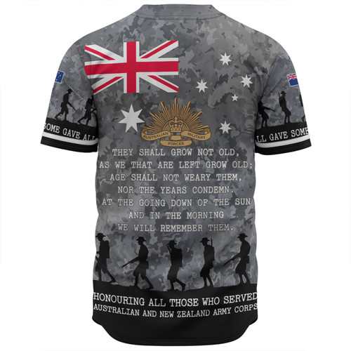 Australia Anzac Day Baseball Shirt - Australia and New Zealand Warriors All gave some Some Gave All Black Baseball Shirt