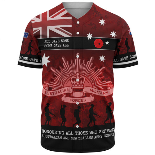 Australia Anzac Day Baseball Shirt - Australia and New Zealand Warriors All gave some Some Gave All Red Baseball Shirt