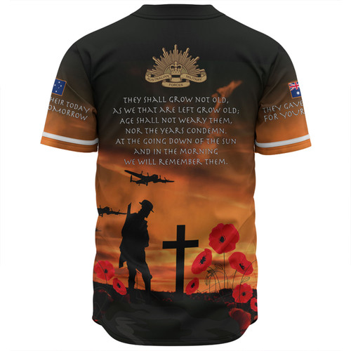 Australia Anzac Day Baseball Shirt - Australia Remember Orange Baseball Shirt Australia Anzac Day Baseball Shirt - Australia Remember Orange Baseball Shirt