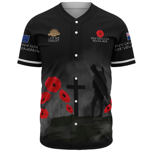 New Zealand Anzac Day Baseball Shirt - New Zealand Remember Black Baseball Shirt