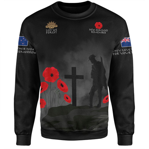 New Zealand Anzac Day Sweatshirt - New Zealand Remember Black Sweatshirt