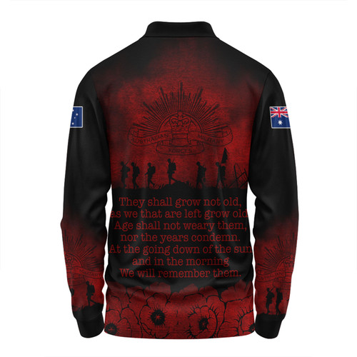 Australia Anzac Day Long Sleeve Polo Shirt - Their Names Liveth Forevermore Long Sleeve Polo Shirt Australia Anzac Day Long Sleeve Polo Shirt - Their Names Liveth Forevermore Long Sleeve Polo Shirt
