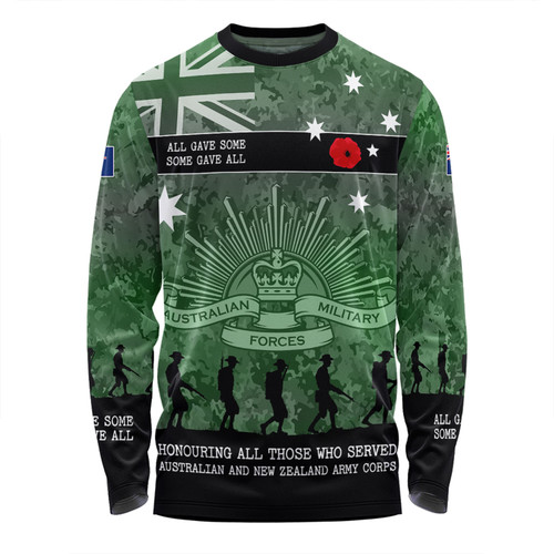 Australia Anzac Day Long Sleeve T-shirt - Australia and New Zealand Warriors All gave some Some Gave All Green Long Sleeve T-shirt