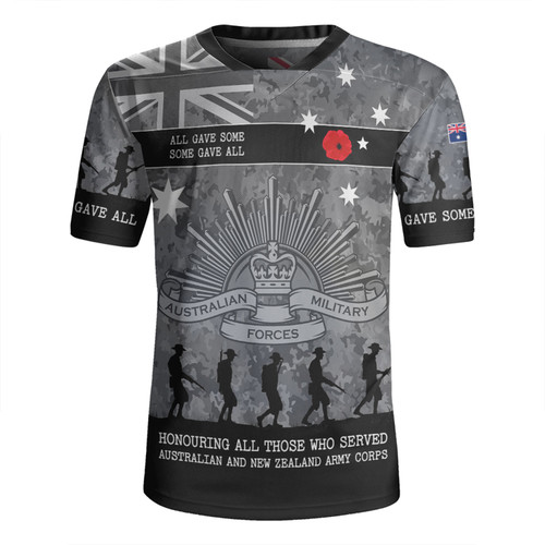 Australia Anzac Day Rugby Jersey - Australia and New Zealand Warriors All gave some Some Gave All Black Rugby Jersey